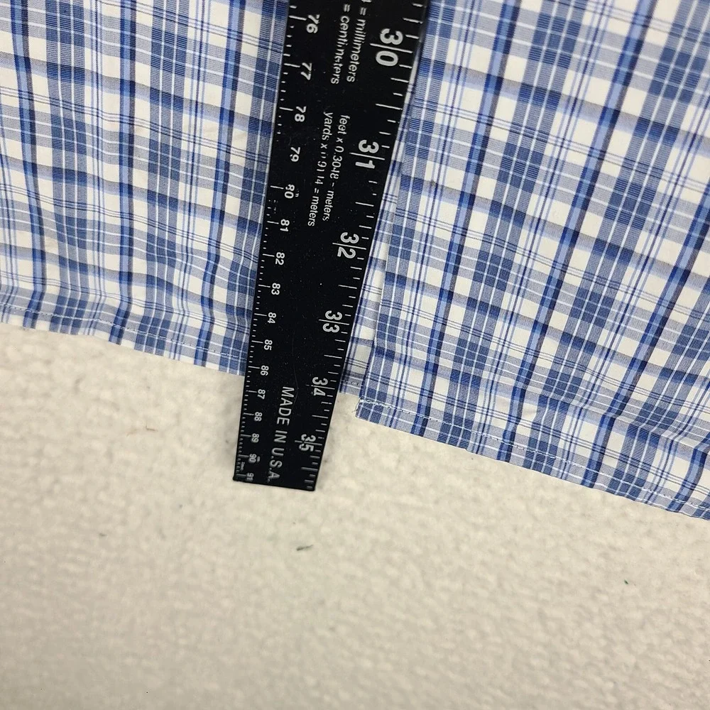 Banana Republic Shirt Men XL Blue Plaid Grant Fit 120s Supima Cotton Button Up *